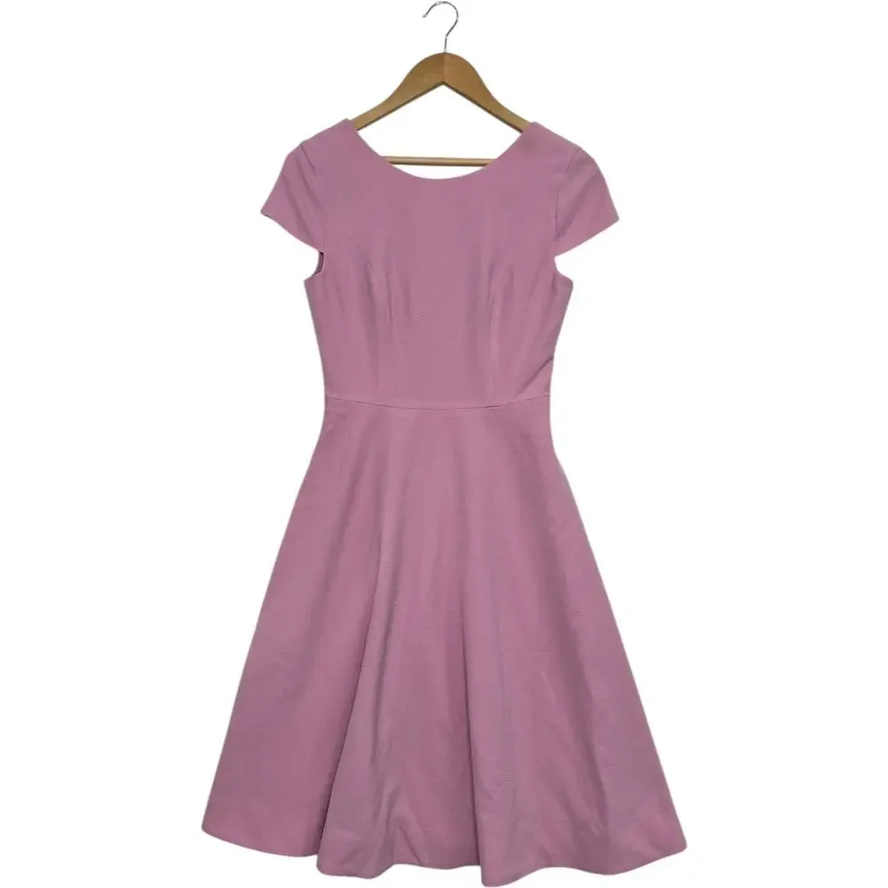 Dress The Population Livia Dress Womens Small Pink Midi Cap Sleeve Fit Flare